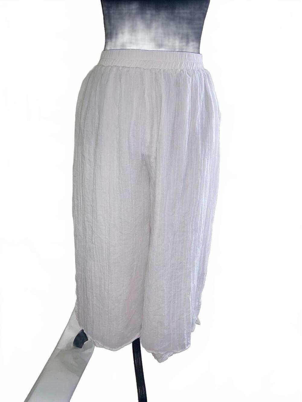 Flowy White Linen Blend Pants